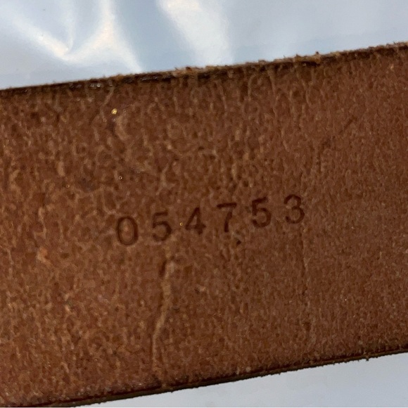 Fossil bling BELT Tan Brown FLORAL Tooled LEATHER Medallion Buckle Fits 35-39”Lg - Picture 5 of 15